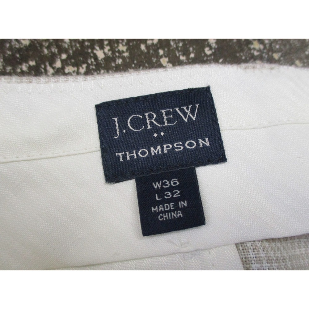 J Crew Thompson Pants Mens 36x32 Beige Tapered 100% Linen Dress Slacks Formal - Picture 3 of 16